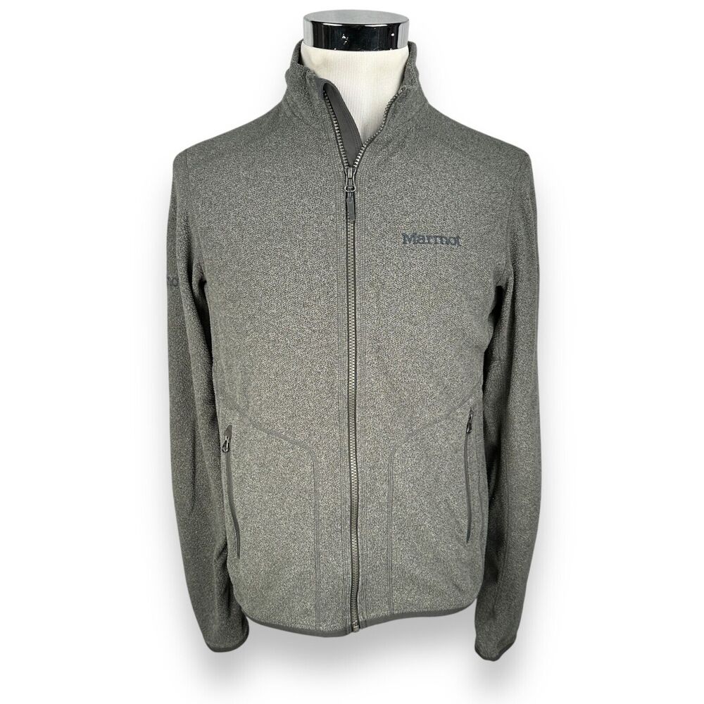 Marmot‎ Fleece Jacket Men’s Small Gray Long Sleeve Side Full Zip Classic Pockets